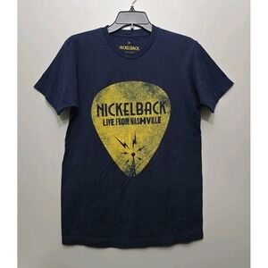 Nickelback Guitar Pick Graphic Navy Tshirt Mens Medium Rock Live from Nashville